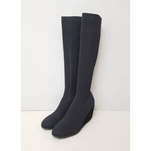 Eileen Fisher Kasana Knee High Boots Black Stretch Size 9.5